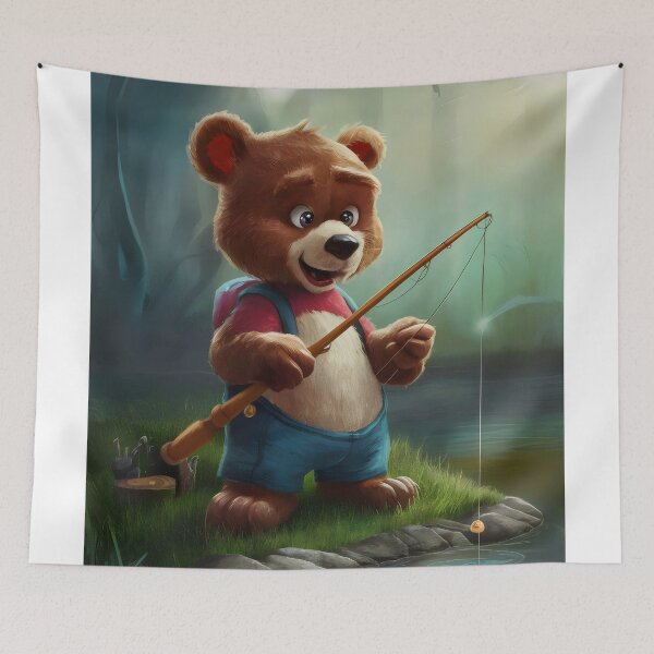 Item preview, Bear fishing. designed and sold by MyHappyArtShop.