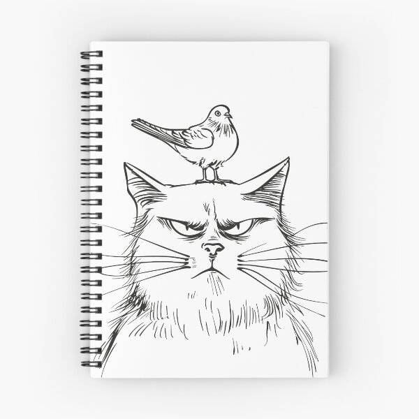 Item preview, Gato gruñón con pájaro: un contraste hilarante designed and sold by ObjCrea123.