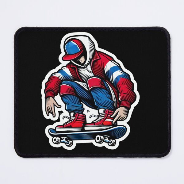 Item preview, Skateboarder Red White Blue designed and sold by BlankCanvasHaHa.