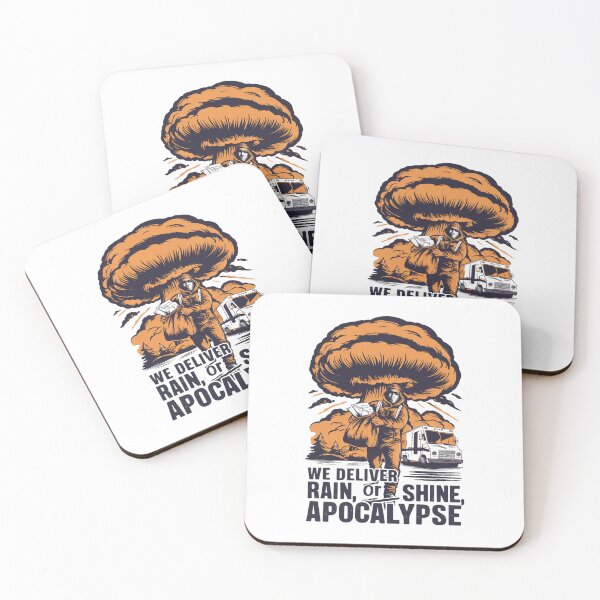 Item preview, We Deliver Rain or Shine or Apocalypse Funny Mushroom Cloud Design designed and sold by Peter Stawicki.