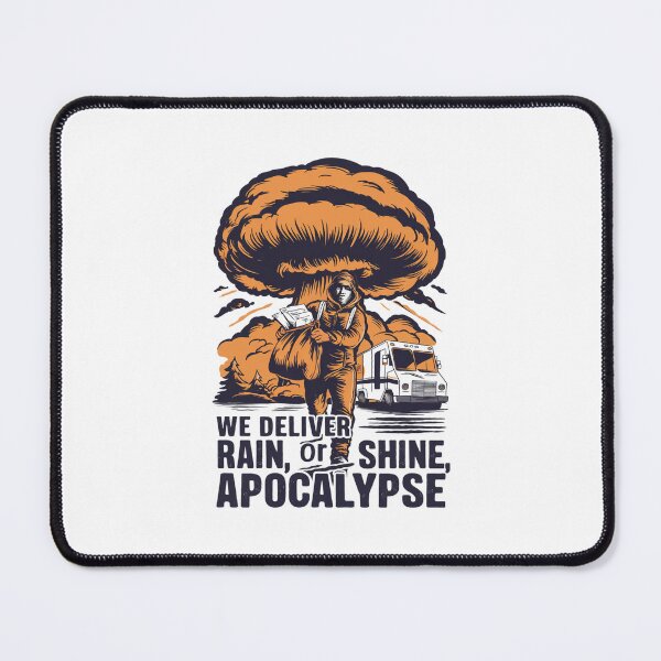 Item preview, We Deliver Rain or Shine or Apocalypse Funny Mushroom Cloud Design designed and sold by Peter Stawicki.