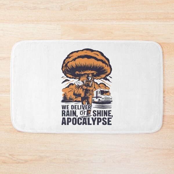 Item preview, We Deliver Rain or Shine or Apocalypse Funny Mushroom Cloud Design designed and sold by Peter Stawicki.