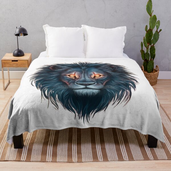 Item preview, Blue lion head with orange eyes designed and sold by MyNiceDesigns.