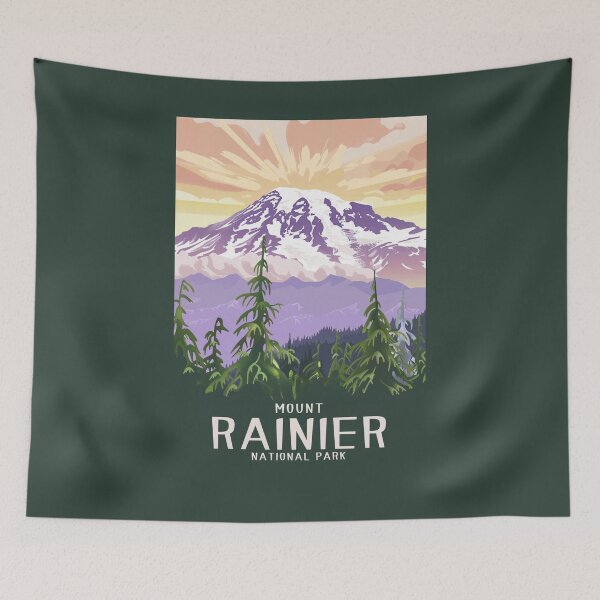 Item preview, A Vintage Travel Art of the Mount Rainier National Park - Washington - US  designed and sold by GoodOldVintage.