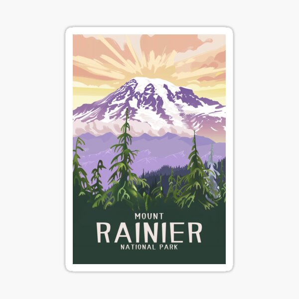 A Vintage Travel Art of the Mount Rainier National Park - Washington - US Sticker