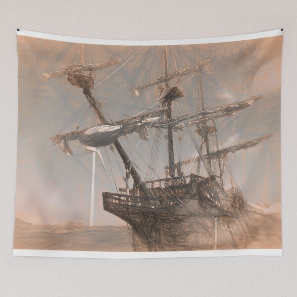Item preview, Spanish Galleon Sketch in the style of Leonardo Da Vinci designed and sold by Violaman.