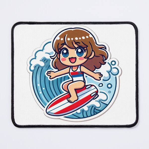 Item preview, Surfer Female Kawaii Wave designed and sold by BlankCanvasHaHa.