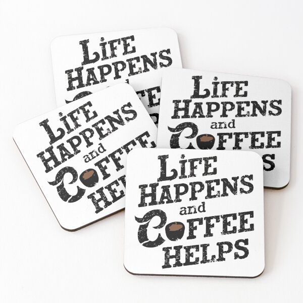 Item preview, Life happens and coffee helps, dark color designed and sold by DoceVaga.