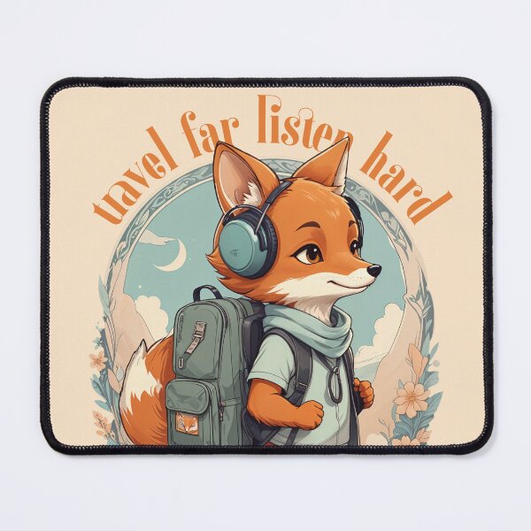 Item preview, Travel Far, Listen Hard - Cute Fox Traveler Art Nouveau Style designed and sold by Ravensdesign.