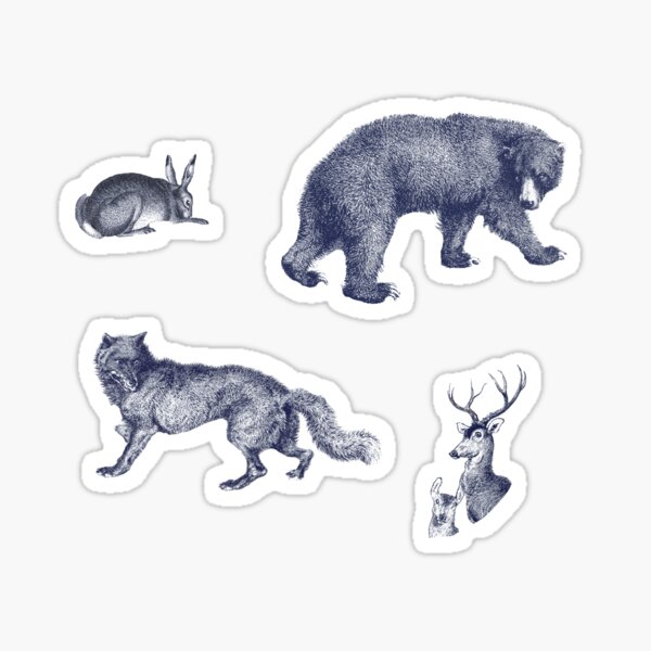 Item preview, Elegant Vintage Blue Bear Forest Animals Toile Pattern designed and sold by tanjica.