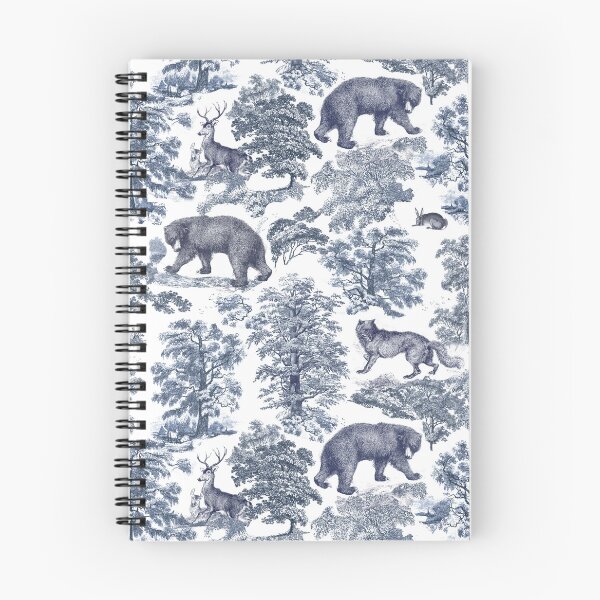 Item preview, Elegant Vintage Blue Bear Forest Animals Toile Pattern designed and sold by tanjica.
