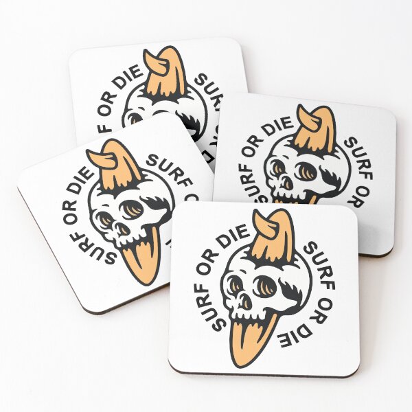 Item preview, Surf or Die Skull with Surfboard designed and sold by -DEEWOLF-.