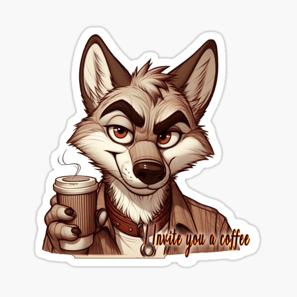 Wolf Drinking Coffee Stickers for Sale | Redbubble