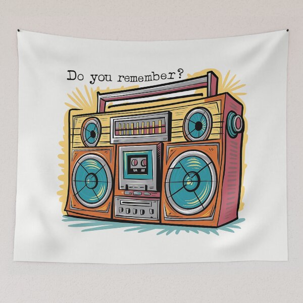 Aperçu de l'œuvre Vintage Boombox Cartoon Illustration - Retro Fun Art créée et vendue par PrintableByZaah.