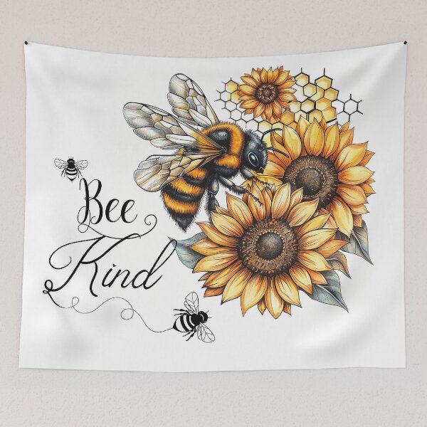 Item preview, Bee kind  bumblebee and sunflower inspirational  designed and sold by Inktown.