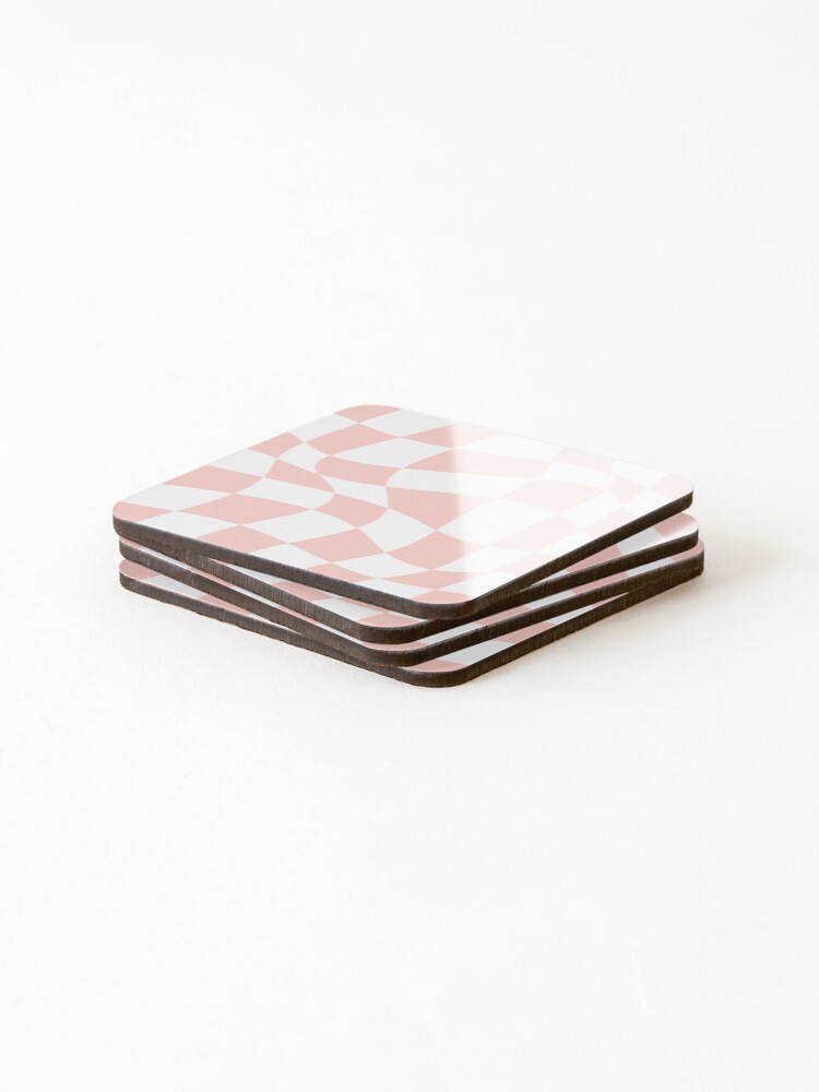 Thumbnail 4 of 5, Coasters (Set of 4), Pink checkered pattern designed and sold by InfiniteSticker.
