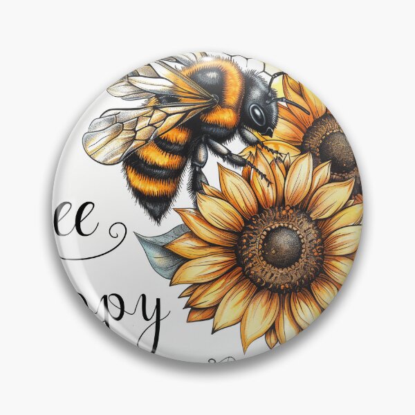 Item preview, Bee happy  bumblebee and sunflower inspirational designed and sold by Inktown.