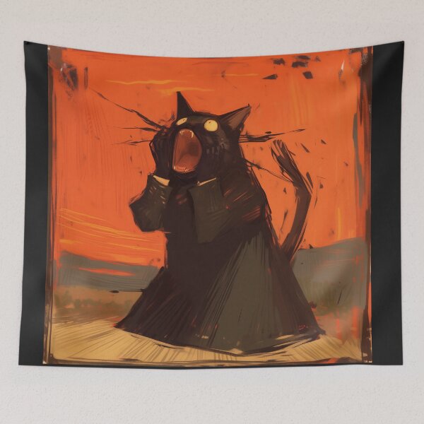 Item preview, Dramático gato negro gritando designed and sold by Quirkyaesthetics.