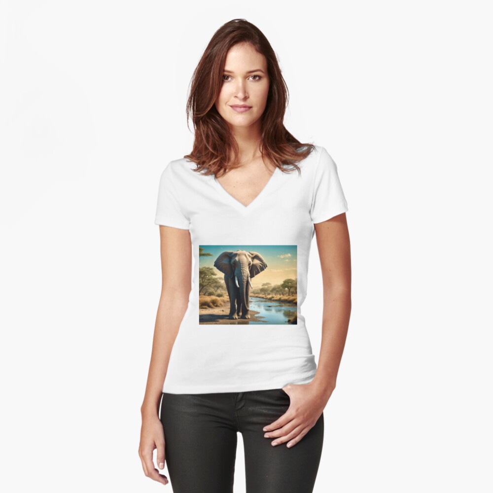 Item preview, Fitted V-Neck T-Shirt designed and sold by Takutakina.