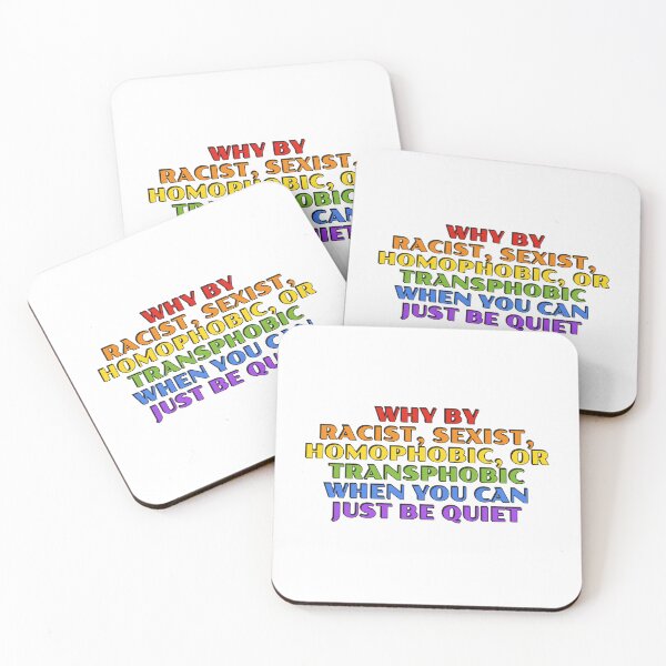 Item preview, Why be racist funny gay phrases in rainbow colors designed and sold by Inspirationmotivation.