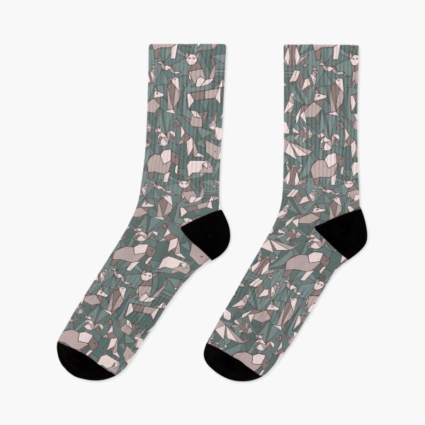 Artikelvorschau, Origami-Tiere in Rosa- und Grüntönen entworfen und verkauft von Unhinged Heather.