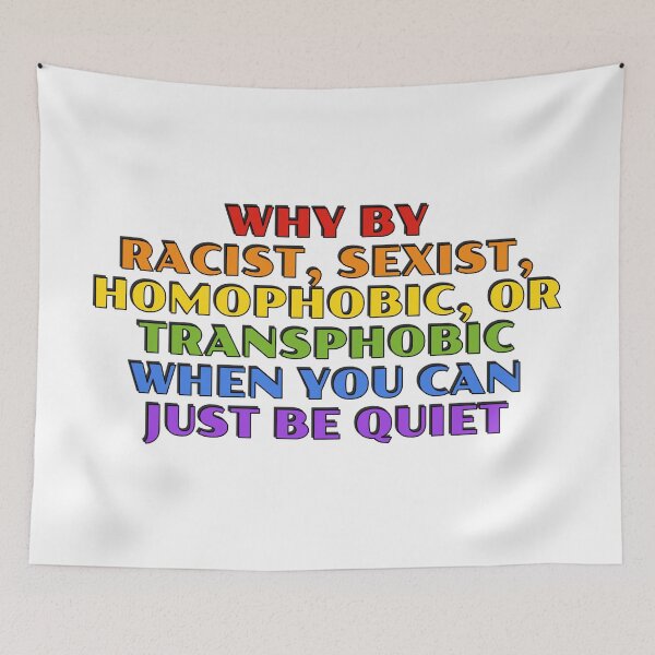 Item preview, Why be racist funny gay phrases in rainbow colors designed and sold by Inspirationmotivation.