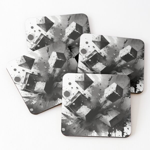 Item preview, Black and white 3D abstract geometric cubes designed and sold by GRACIART-FR.