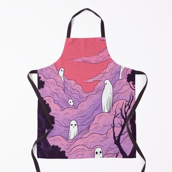 Item preview, Playful Ghosts on Pink Mountains Art Print - Spooky Cute Decor designed and sold by Jennifer Adair.