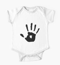 Black Hand Print Stop One Piece - Short Sleeve