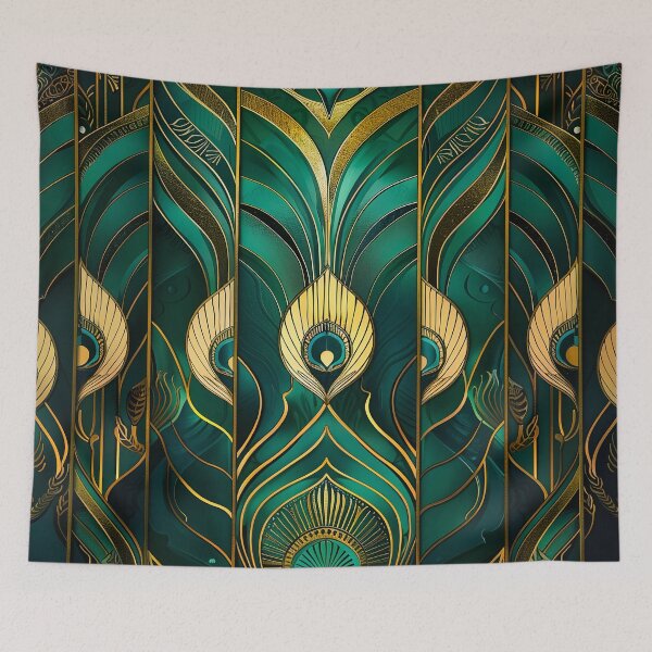 Item preview, Luxurious Pattern, Gatsby Glamour Dark Green Gold designed and sold by Vic Torys ☆.