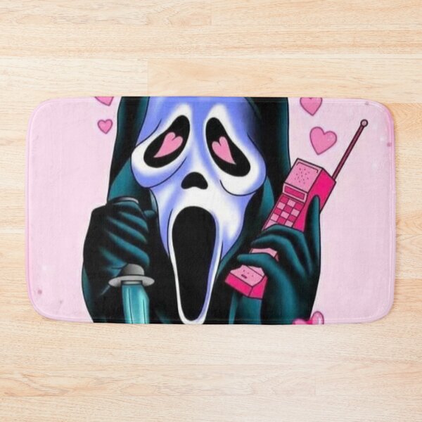 Item preview, Playful Ghostface with Knife and Phone Art Print - Spooky Cute Decor designed and sold by Jennifer Adair.