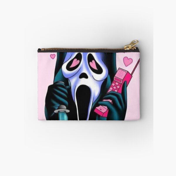 Item preview, Playful Ghostface with Knife and Phone Art Print - Spooky Cute Decor designed and sold by Jennifer Adair.