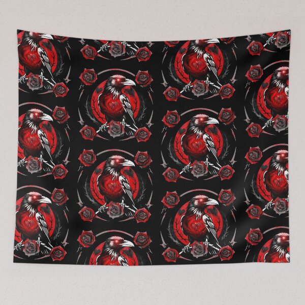 Item preview, Raven of Roses | Gothic Red & Black Floral Crow Graphic designed and sold by DopeStick.