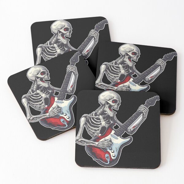 Item preview, Rocking Skeleton Guitarist - Halloween Heavy Metal Art designed and sold by meshhead.