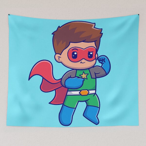 Item preview, Cute Muscular Superhero Cartoon Vector Icon - Adorable People and Holiday Illustration designed and sold by hjian8219.