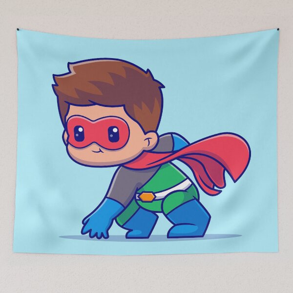 Item preview, Cute Superhero Landing Cartoon Vector Icon - Adorable People and Holiday Illustration designed and sold by hjian8219.