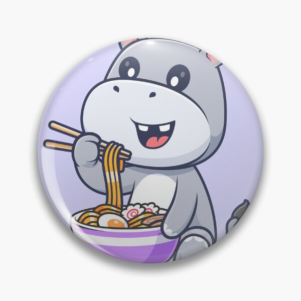 Item preview, Cute Hippo Eating Ramen Noodles with Chopsticks Cartoon Vector Icon - Adorable Animal and Food Illustration designed and sold by hjian8219.