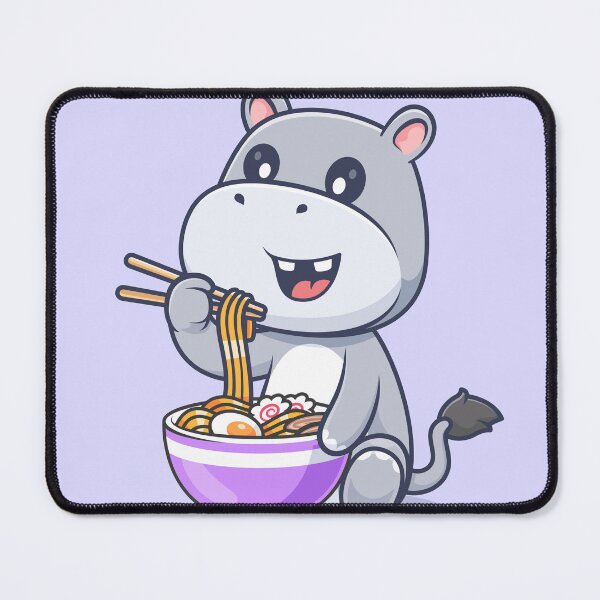Item preview, Cute Hippo Eating Ramen Noodles with Chopsticks Cartoon Vector Icon - Adorable Animal and Food Illustration designed and sold by hjian8219.