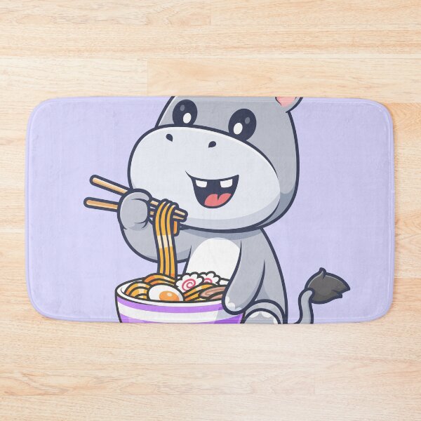 Item preview, Cute Hippo Eating Ramen Noodles with Chopsticks Cartoon Vector Icon - Adorable Animal and Food Illustration designed and sold by hjian8219.