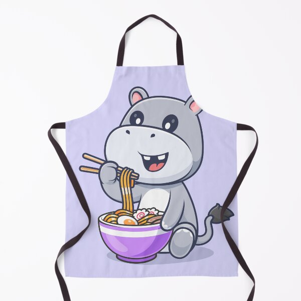 Item preview, Cute Hippo Eating Ramen Noodles with Chopsticks Cartoon Vector Icon - Adorable Animal and Food Illustration designed and sold by hjian8219.