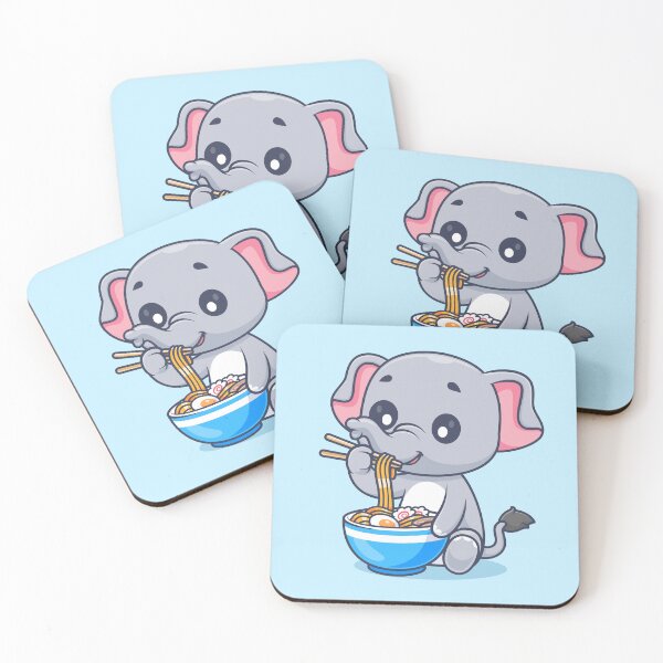 Item preview, Cute Elephant Eating Ramen Noodles with Chopsticks Cartoon Vector Icon - Adorable Animal and Food Illustration designed and sold by hjian8219.