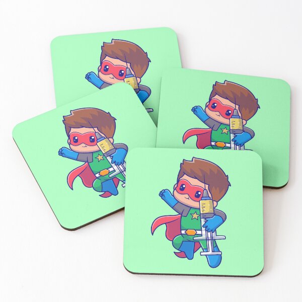 Item preview, Cute Superhero Holding Injection Cartoon Vector Icon - Adorable People and Holiday Illustration designed and sold by hjian8219.