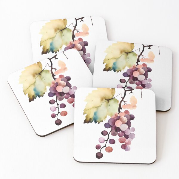 Item preview, "Pintura de acuarela: uvas moradas sobre fondo blanco mínimo" designed and sold by soulfulpalette.