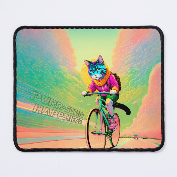 Item preview, Pursuit of Happiness - Cycling Cat in a Pastel Dream - Colorful Illustration designed and sold by HeavyHits.
