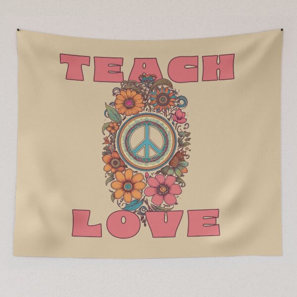 Item preview, Teach peace retro vintage hippie bohemian design positive quotes designed and sold by La Loca.