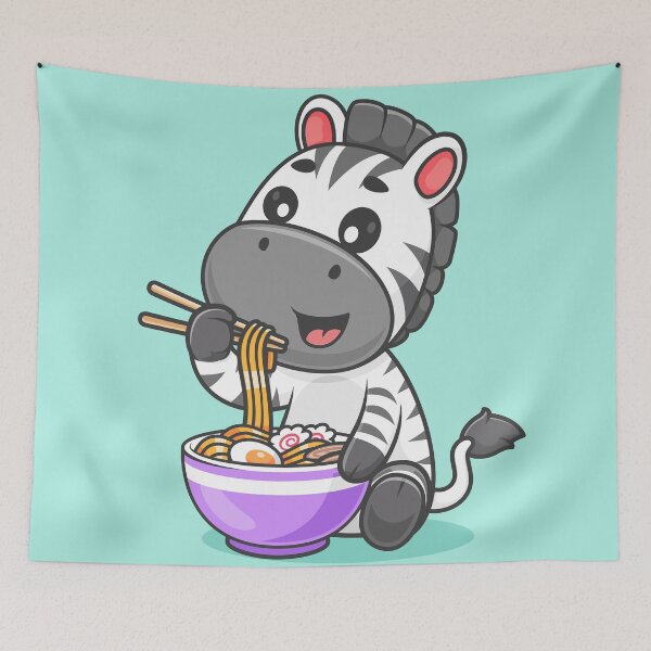 Item preview, Cute Zebra Eating Ramen Noodle Cartoon Vector Icon - Adorable Animal and Food Illustration designed and sold by hjian8219.