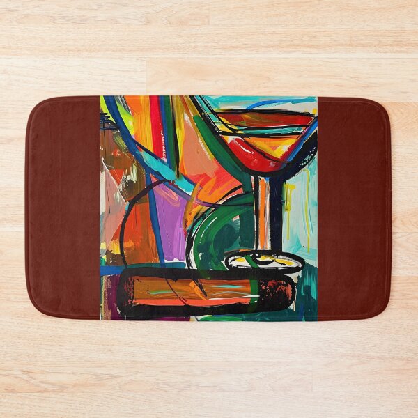 Item preview, Cocktail Glass and Cigar - Vibrant Display of Bold Brushstrokes - AI Generated Art designed and sold by OlfactoART Studio.