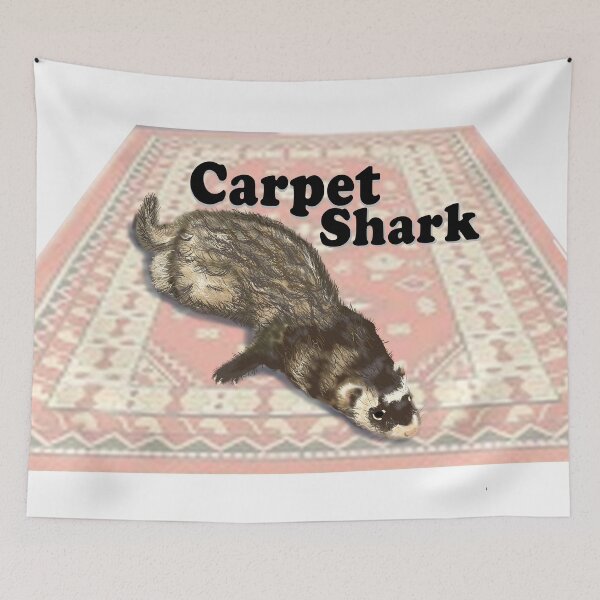 Item preview, Carpet Shark - Black Text with Deflated Sable Ferret on Rug designed and sold by MountMercantile.