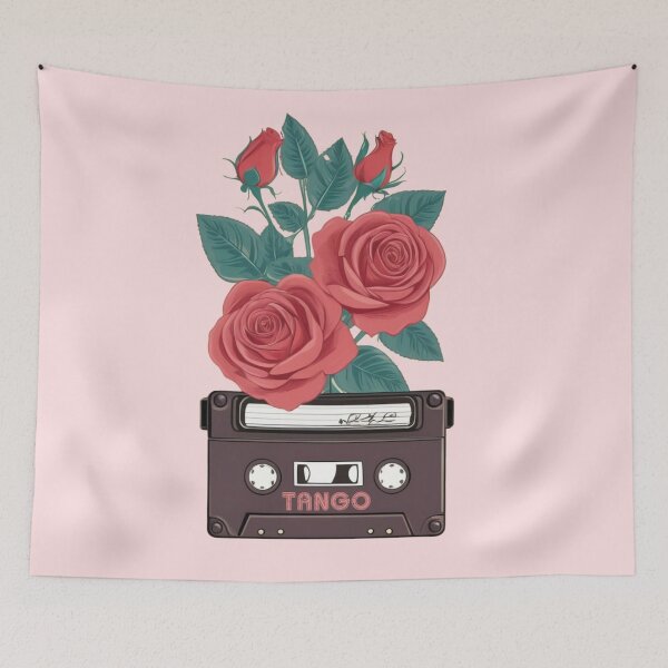 Item preview, TANGO RETRO VINTAGE CASETTE ROSES MUSIC DESIGN designed and sold by La Loca.