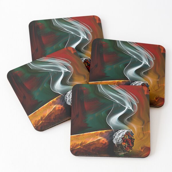 Item preview, Close-Up of Lit Cigar with Swirling Smoke Against Vibrant Colors Generative AI designed and sold by OlfactoART Studio.